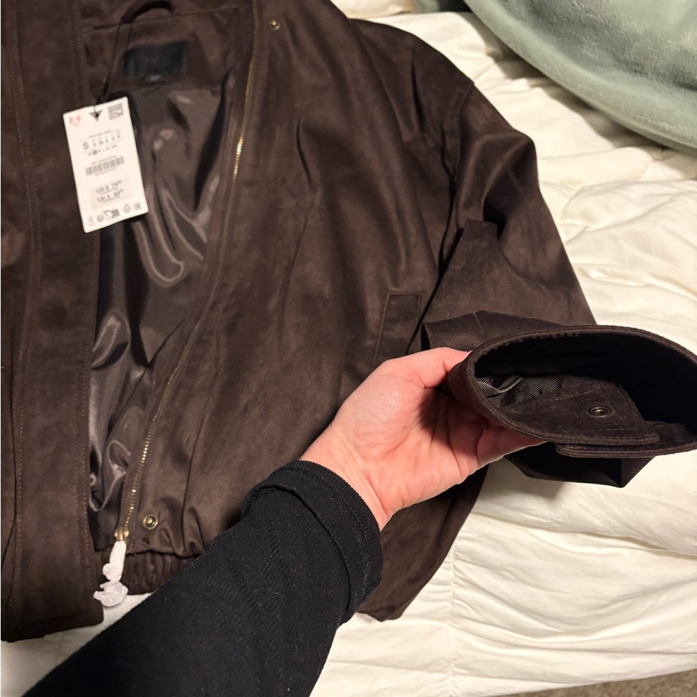 Zara Brown Bomber Jacket - Picture 5 of 7